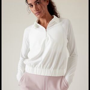 White Athleta Advantage Half Zip Polo